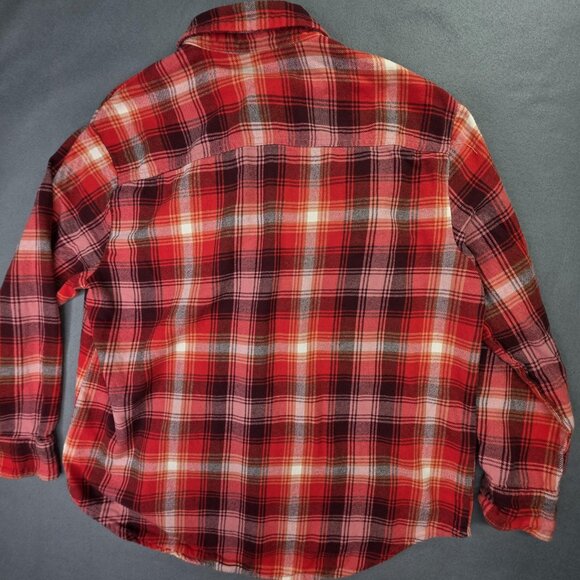 Old Navy Flannel Shirt Womens Medium Red Plaid Boyfriend Cozy School Outdoors - Picture 10 of 11